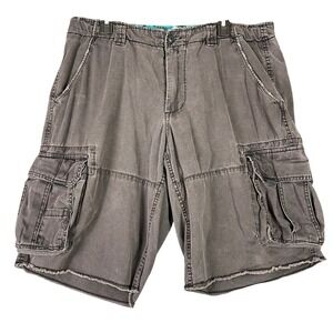 Vintage Chor cargo utility shorts men 36 brown frayed hem y2k streetwear grunge